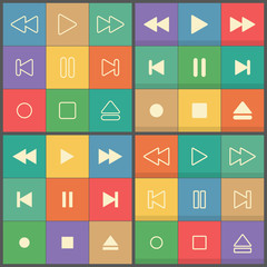 Icons buttons for flat UI player