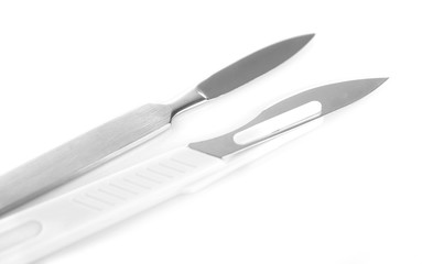 Surgery scalpel isolated on white