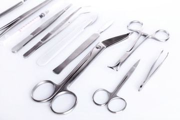 Surgery instruments isolated on white