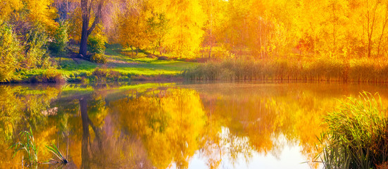 Autumn wide lake