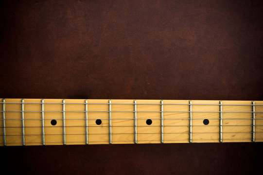 Electric guitar neck  horizontal detail