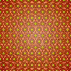 Seamless geometric pattern on orange grunge background