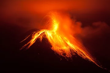 Keuken foto achterwand Donkerrood vulkaan uitbarstende lava vulkaan landschap tungurahua explosie ecuador actief magma zuiden tungurahua uitbarsting exploderend in de nacht van 30 11 2011 ecuador geschoten met canon eos 5d marker ii omgezet