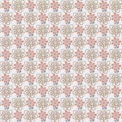 Seamless pattern with flowers on white background