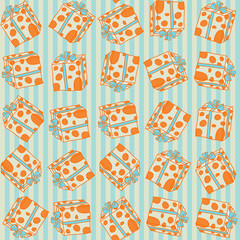 Seamless pattern with gift boxes in the dots
