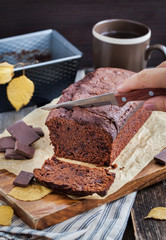 Homemade chocolate banana loaf cake
