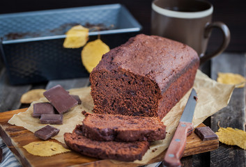 Homemade chocolate banana loaf cake