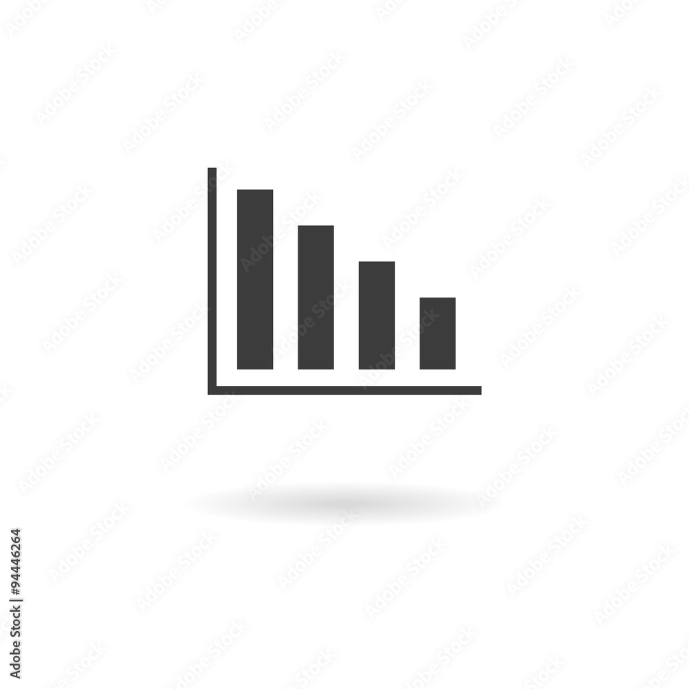 Poster dark grey icon for graph on white background with shadow