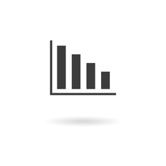 Dark grey icon for graph on white background with shadow