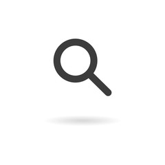 Dark grey icon for search / zoom on white background with shadow