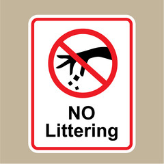 No littering sign Hand gesture red black