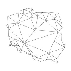 Naklejka premium black polygonal outline of vector map of Poland