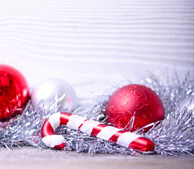 Christmas ornaments on white background