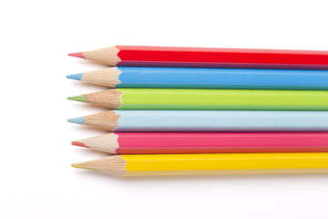 Color pencils on white background
