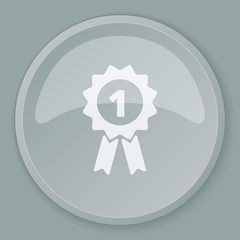White Prize Ribbon icon on grey web button