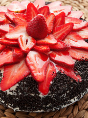 Chocolate cake with strawberries