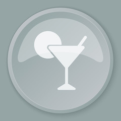 White Cocktail icon on grey web button