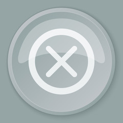 Obraz premium White Cancel icon on grey web button