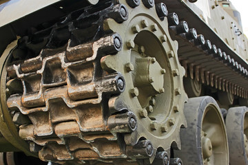 Tracked military equipment, close-up