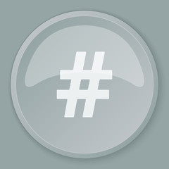 White Hashtag icon on grey web button