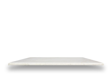 Empty top of natural stone shelf isolated on white background