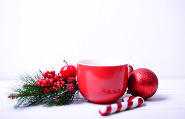Obraz na płótnie Canvas Hot chocolate for Christmas on white background