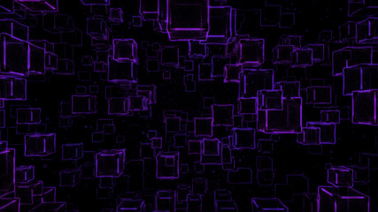 Obraz premium Abstract Floating Cubes Sketch Illustration - Violet