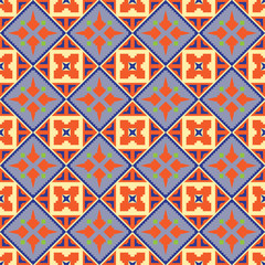Abstract geometric seamless pattern orange and blue color