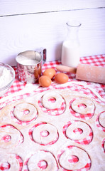 Preparing donuts in kichen