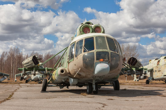 Abandoned Russian military-transport  helicopter