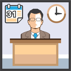 Help desk Man Calendar and Clock Vector Icon