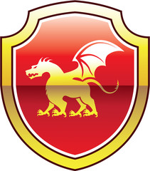 Fototapeta na wymiar Coat of arms Shield and Golden Dragon vector
