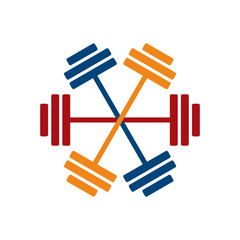Colorful Barbell Fitness Tool Hexagon Icon