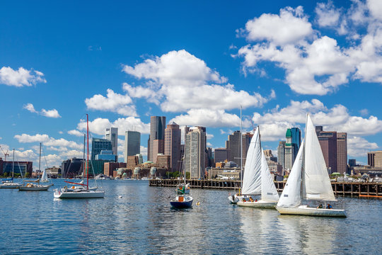 Boston skyline seen from Piers Park,