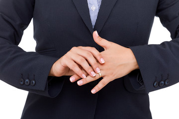 Obraz premium Public speaker making hand gesture