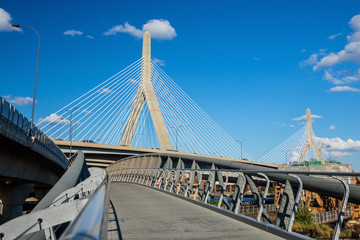 The Zakim Bridge  with blus sky in Boston