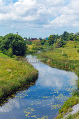 Fototapeta premium Idyllic Landscape of Patriarchal City Suzdal with Klyazma River