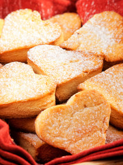 Heart shaped cookies in basket