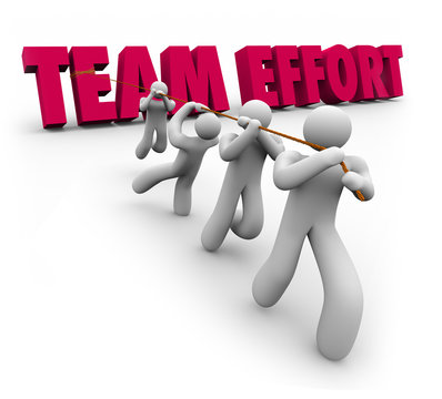 Team Effort Words People Pulling Together