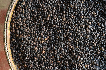 Close up of coffee beans background.
