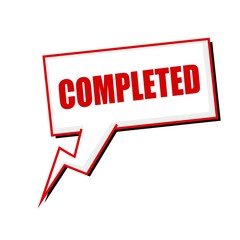 completed red stamp text on white Speech bubbles