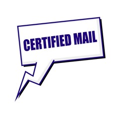 certified mail blueblack stamp text on white Speech bubbles