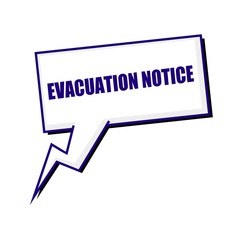 evacuation notice blueblack stamp text on white Speech bubbles
