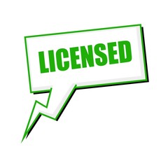 licensed green stamp text on white Speech bubbles