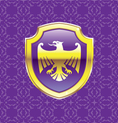 Purple Shield With Golden Eagle Vector Royal Icon floral background