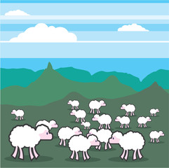 Sheep In the Field Vector