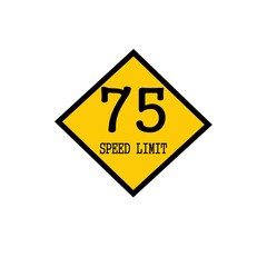 Speed limit 75 black stamp text on background yellow