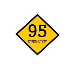 Speed limit 95 black stamp text on background yellow