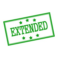 Extended green stamp text on background white and star