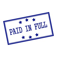 paid in full blue-black  stamp text on background white and star